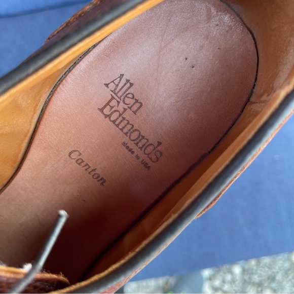 Allen Edmonds Canton Tan Pebble Oxfords USA Mens 9.5 D - Picture 3 of 13